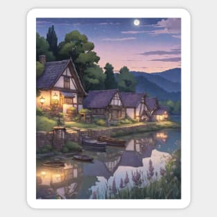 Sunset Cute Village Sticker